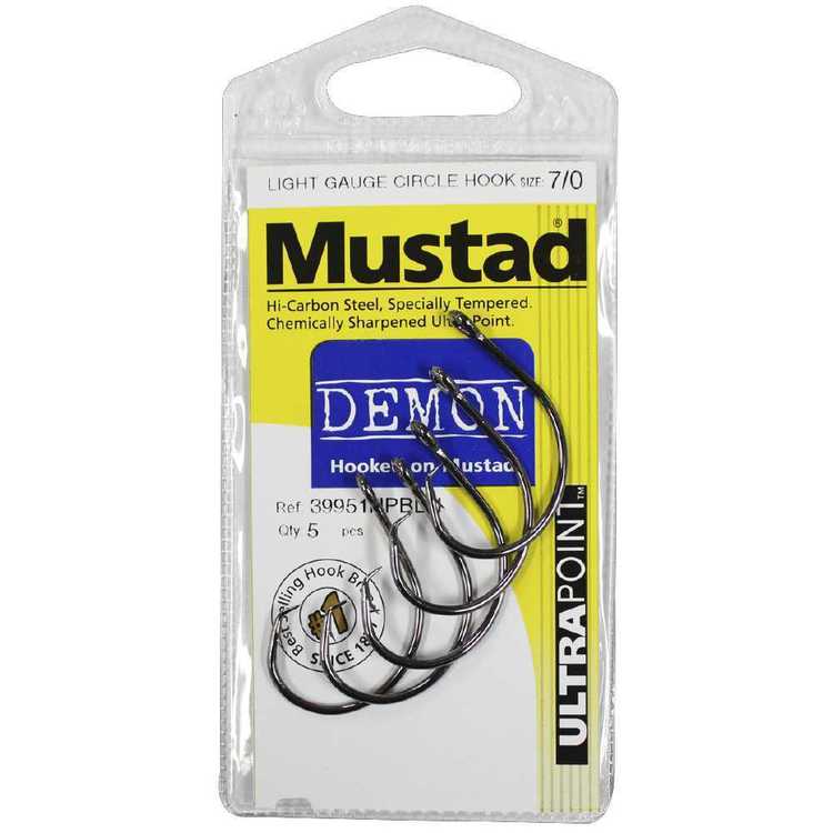 Mustad Demon Circle Hooks Size 7/0 Qty 5 - 39951npbln
