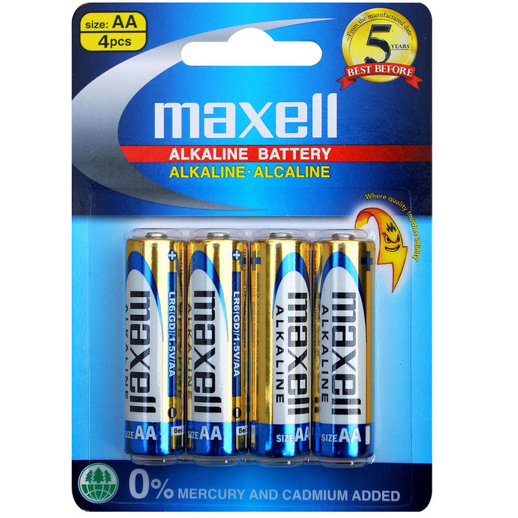 Maxell Premium Alkaline Battery AA 4 Pack