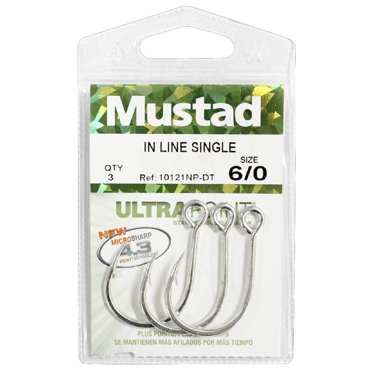 Mustad 10121NP-DT Kaiju Inline Single Hooks Size 6/0 Jagged Tooth Tackle