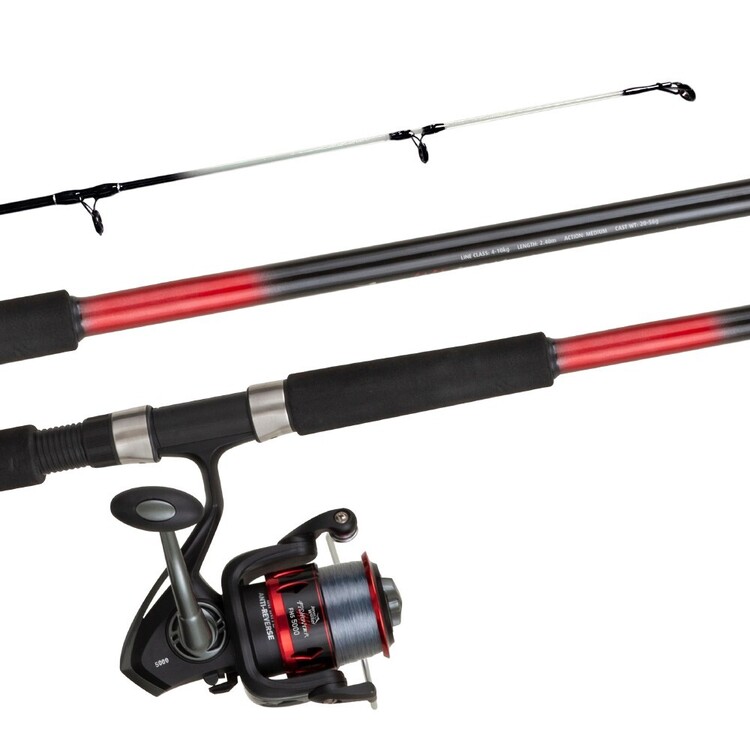 Black Bait Cast Spinning Open Face 2 Pc Rod and Reel Combo 64 In