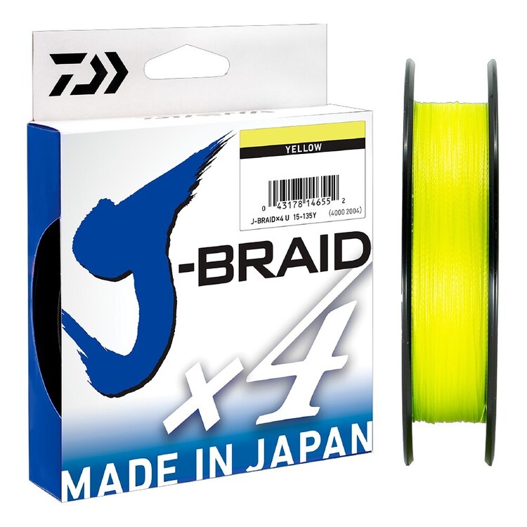 Daiwa J-Braid x4 Braid Line 135 Metre Spool Yellow