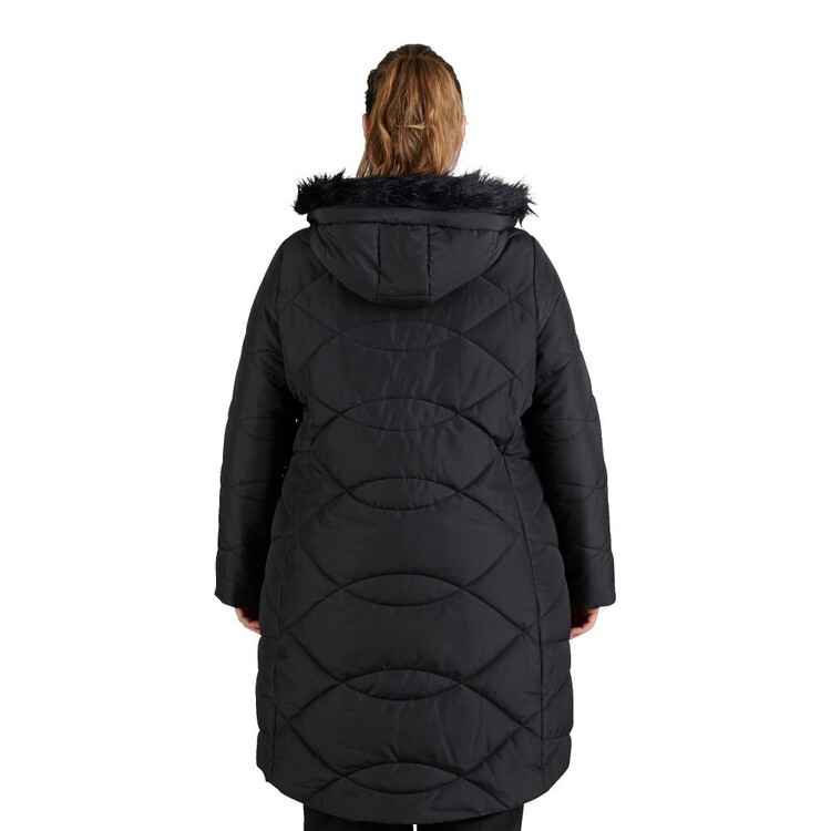 Women's Plus Longline Hooded Puffer Jacket