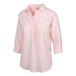 Gondwana Women's Bouddi Hemp 3/4 Shirt Peach Ice Stripe