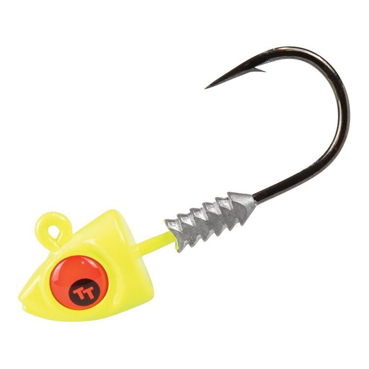 Tackle Tactics Big Eyez 1 Oz Jig Heads Alloy 7/0 Chartreuse & Red 1 oz