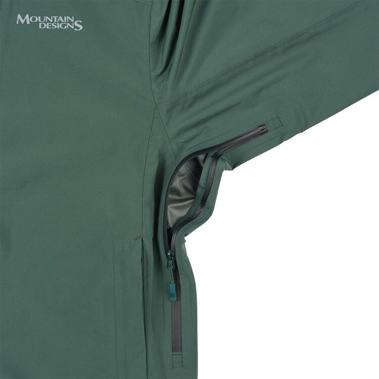 Mountain Designs Men's Stratus Rain Jacket Trekking Green Large