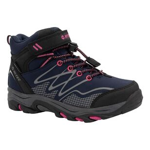 Hi-Tec Kids' Blackout Waterproof Mid Hiking Shoes Navy Magenta