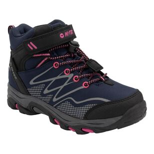 Hi-Tec Kids' Blackout Waterproof Mid Hiking Shoes Navy Magenta