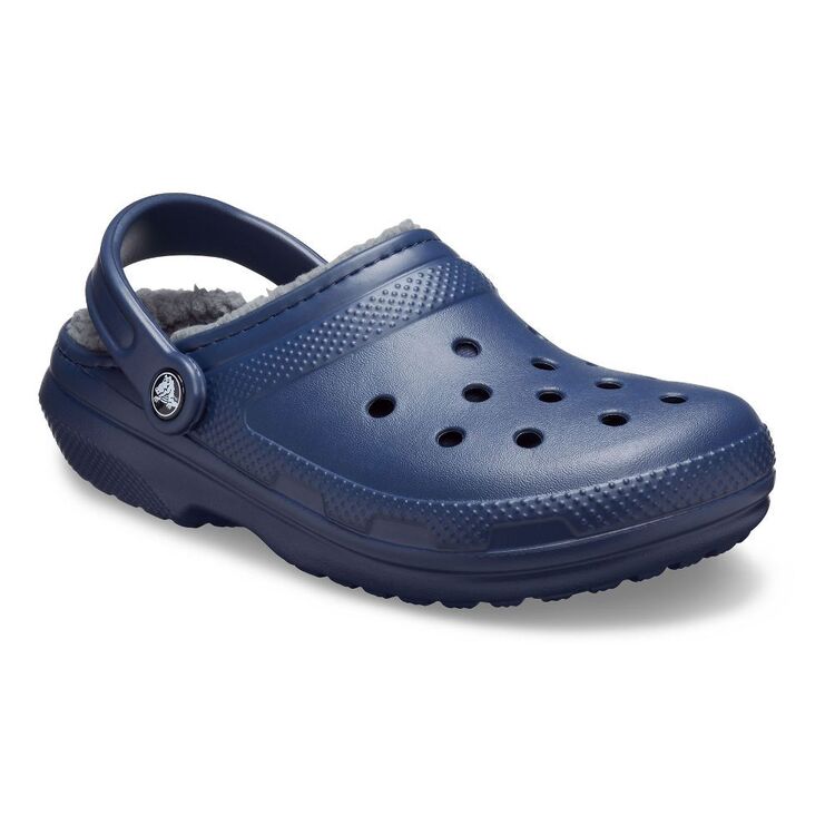 Crocs Adults' Unisex Classic Fuzzy Lined Clogs Navy & Charcoal 8