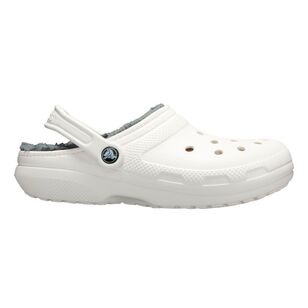 Crocs Adult Fuzzy Lined Clogs White & Grey