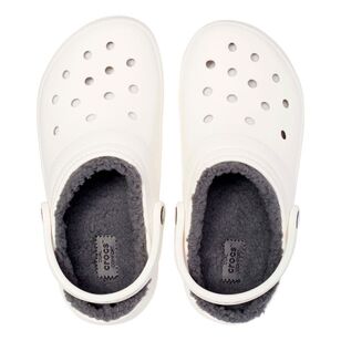 Crocs Adult Fuzzy Lined Clogs White & Grey