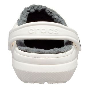 Crocs Adult Fuzzy Lined Clogs White & Grey