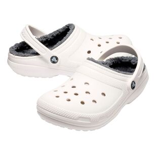 Crocs Adult Fuzzy Lined Clogs White & Grey