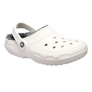 Crocs Adult Fuzzy Lined Clogs White & Grey