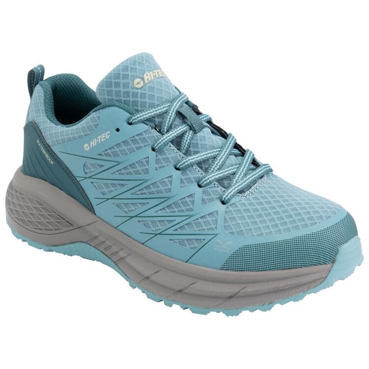 Hi-Tec Women's Trail Lite Waterproof Low Hiking Shoes Sky, Teal, & Grey 6