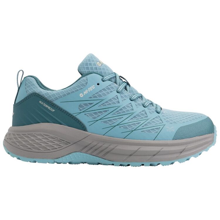 Hi-Tec Women's Trail Lite Waterproof Low Hiking Shoes Sky, Teal, & Grey 6
