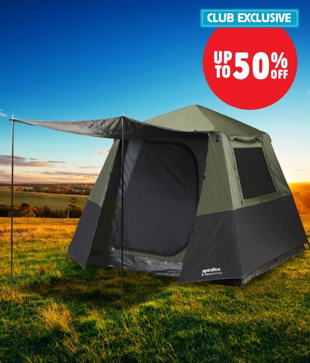 CLUB EXCLUSIVE Up to 50% OFF All Tents by Coleman, OZtrail & Spinifex