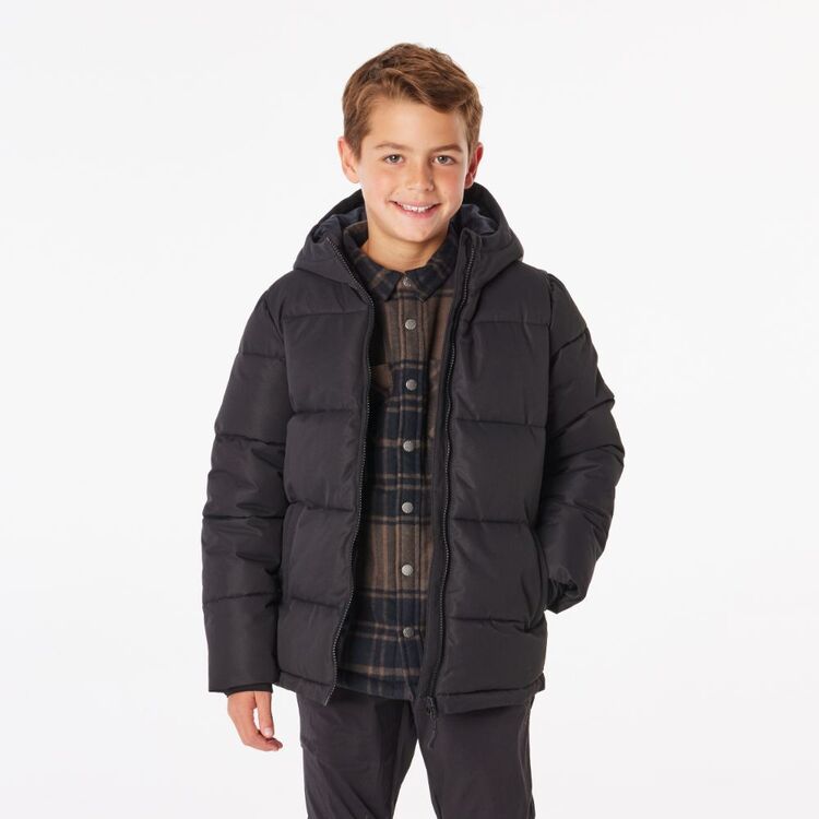 Cape Youth Recycled Hooded Puffer Jacket Black