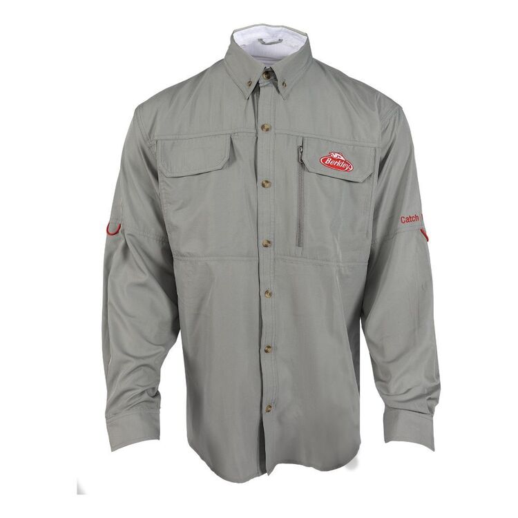 Red Hook Lure Clothing Co Gray Button Down Fishing Shirt Men Large Vented  Logo