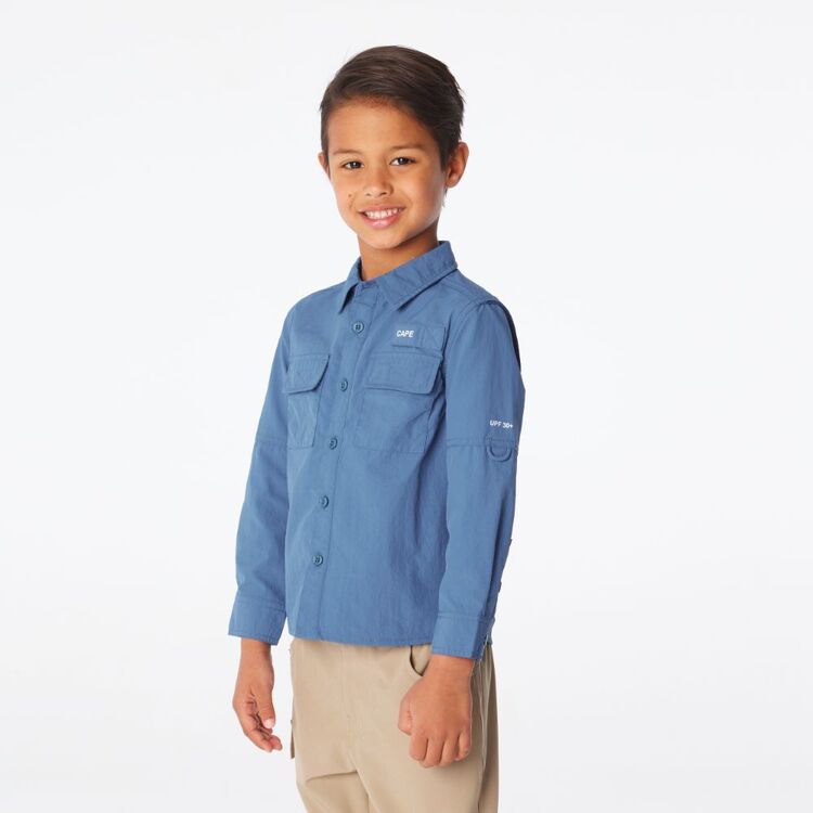 Cape Kids Long Sleeve Fishing Shirt Blue