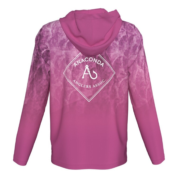 Anaconda Anglers Association Hooded Fishing Shirt Youth Pink Scales Lures