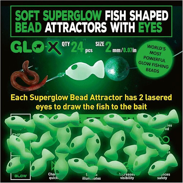 GLO-X Glow in the Dark Fish Bead Attractors Green