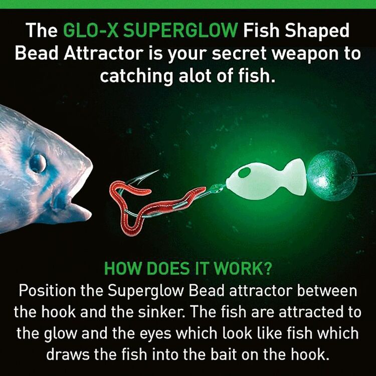 GLO-X Glow in the Dark Fish Bead Attractors Green