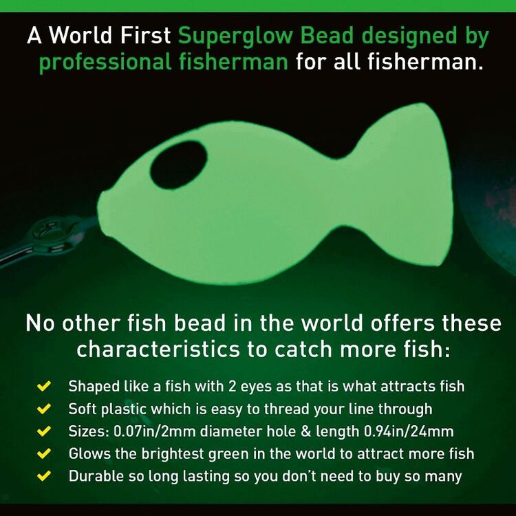 GLO-X Glow in the Dark Fish Bead Attractors Green