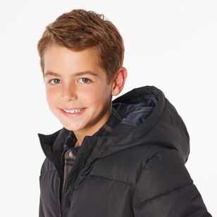 Cape Youth Recycled Hooded Puffer Jacket Black