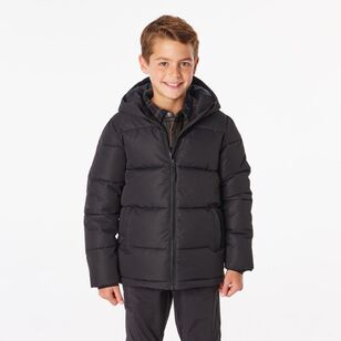 Cape Youth Recycled Hooded Puffer Jacket Black