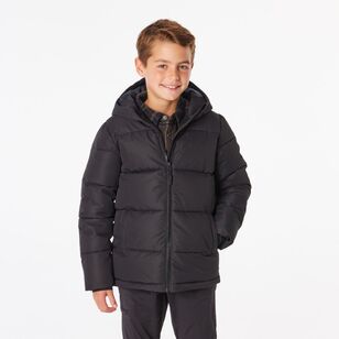 Cape Youth Recycled Hooded Puffer Jacket Black