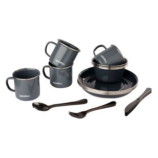 Spinifex Enamel 24 Piece Dining Set Charcoal