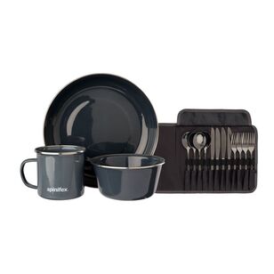 Spinifex 24 Piece Enamel Camping Dining Set Charcoal