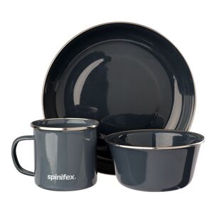 Spinifex Enamel 24 Piece Dining Set Charcoal