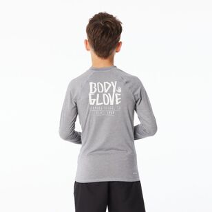 Body Glove Youth Boys Long Sleeve Core Rash Vest Grey Marle