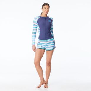 Body Glove Women's Stripe Swim Short Azure Stripe 20