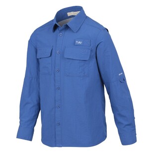 Trip In A Van Kids Fishing Shirt Pacific Blue