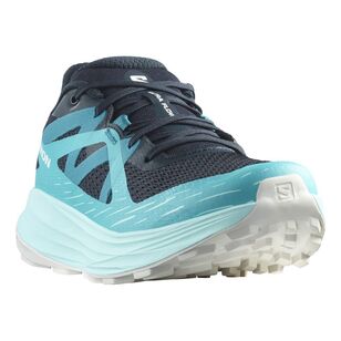 Salomon Women's Ultra Low Trail Shoe Carbon / Peacock Blue / White