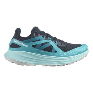 Salomon Women's Ultra Low Trail Shoe Carbon / Peacock Blue / White