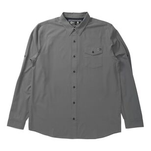 Salty Crew Technical Woven Perforated Long Sleeve Fishing Shirt Dark Grey