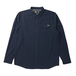 Salty Crew Technical Woven Perforated Long Sleeve Fishing Shirt Navy