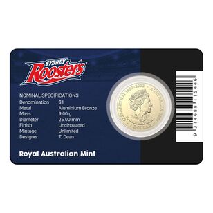 NRL Sydney Roosters $1 Team Coin in Card