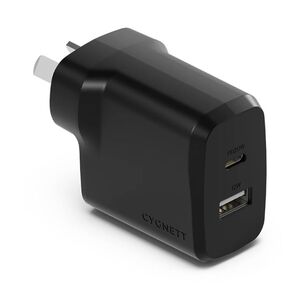 Cygnett 32W Powerplus Dual Port Wall Charger Black 32W