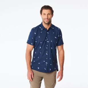 Mountain Designs Men's Tonga Short Sleeve Shirt Blue