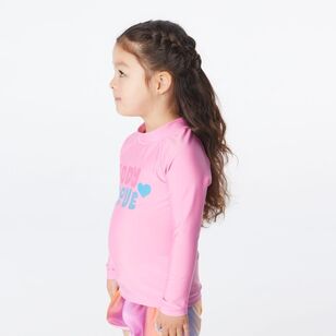 Body Glove Kids Heart Logo Long Sleeve Rash Vest Pink Heart