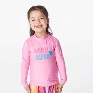 Body Glove Kids Heart Logo Long Sleeve Rash Vest Pink Heart