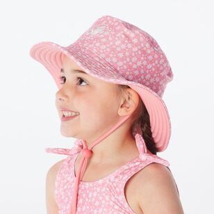 Body Glove Kids Girls Swim Bucket Hat Floral Pink One Size