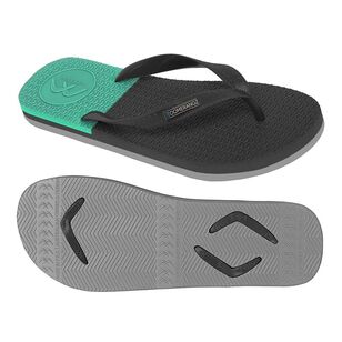 Boomerangz Men's Regular Thongs Black, Grey & Teal