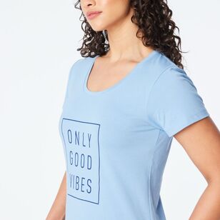 Cape Women's Good Earth Cotton Semi Fitted Short Sleeve Tee Cornflower Vibes