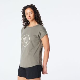 Cape Women's Good Earth Cotton Loose Fit Short Sleeve Tee Khaki Kind