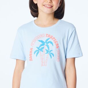 Cape Youth Girl's Good Earth Cotton Printed Tees Pale Blue